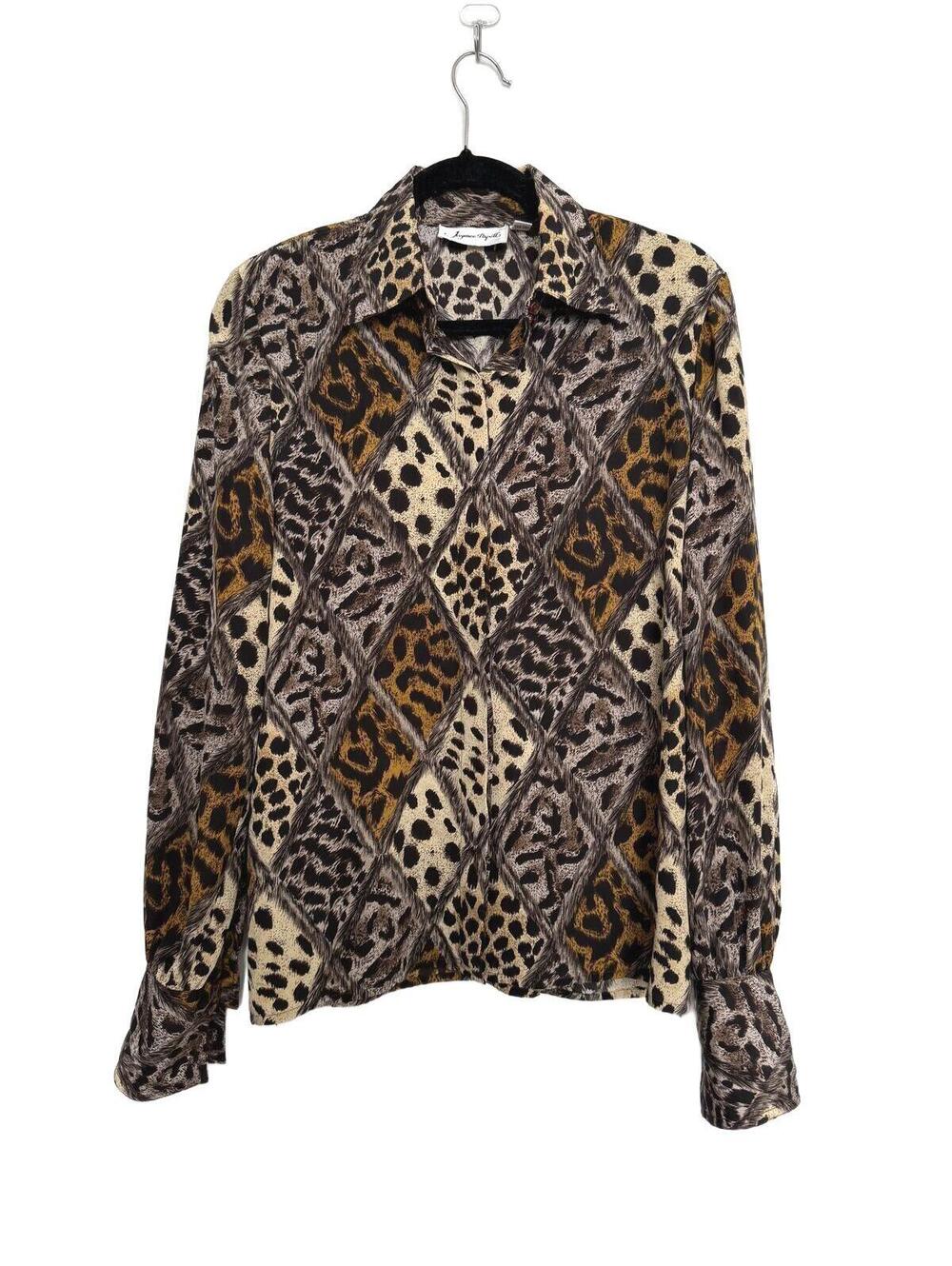 Vintage 80s Animal Print Button-Up Blouse Medium